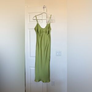 Free People Green Satin Slip Dress